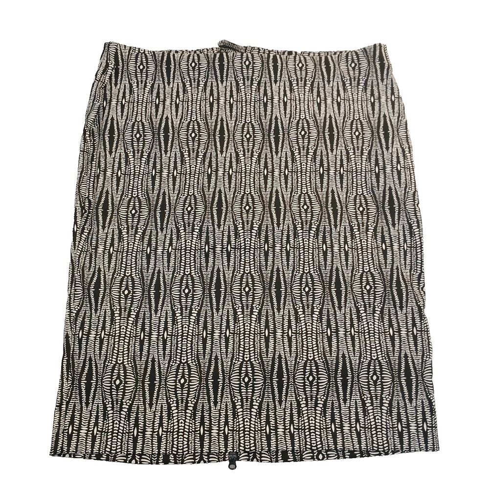 Lane Bryant Skirt Womens 26 Black White Pencil Back Zip Ponte Stretch Plus Size